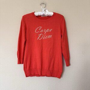 Banana Republic Carpe Diem Silk Blend Sweater Orange Taupe Crewneck Small